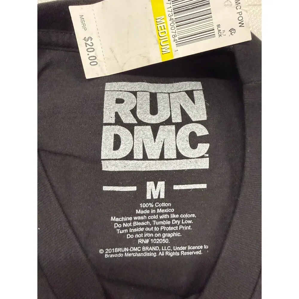 RUN DMC T Shirt Mens Medium Black Graphic Hip Hop Rap Group Band Tee NWT